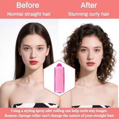 MAQIHAN 40PCS Foam Hair Rollers - 0.98 Inch Sponge Rollers for Heatless Curls, Soft Sleeping Curlers for Short/Long Hair, Small Sponge Curlers for Overnight Use - Pink