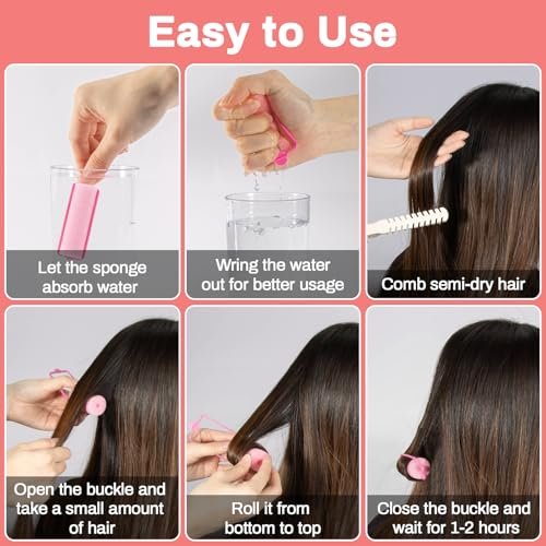 MAQIHAN 40PCS Foam Hair Rollers - 0.98 Inch Sponge Rollers for Heatless Curls, Soft Sleeping Curlers for Short/Long Hair, Small Sponge Curlers for Overnight Use - Pink - görsel 8