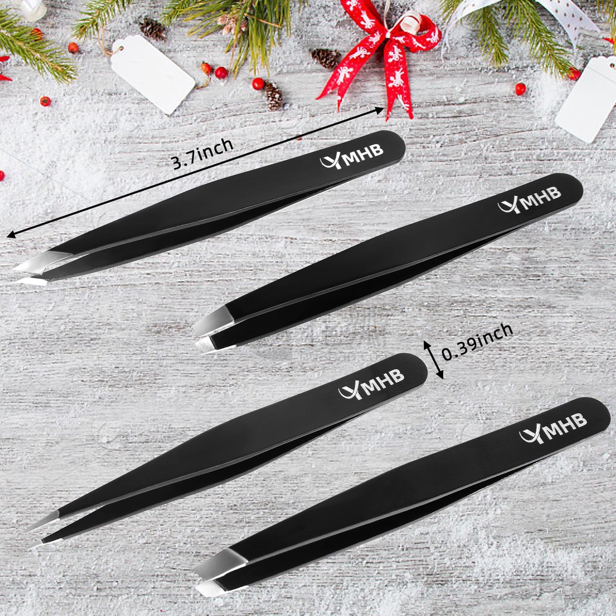 4-Piece Stainless Steel Tweezers Set – Precision Eyebrow Tweezers for Facial Hair, Splinter & Ingrown Hair Removal – Gifts for Women, Men, Adults - görsel 5