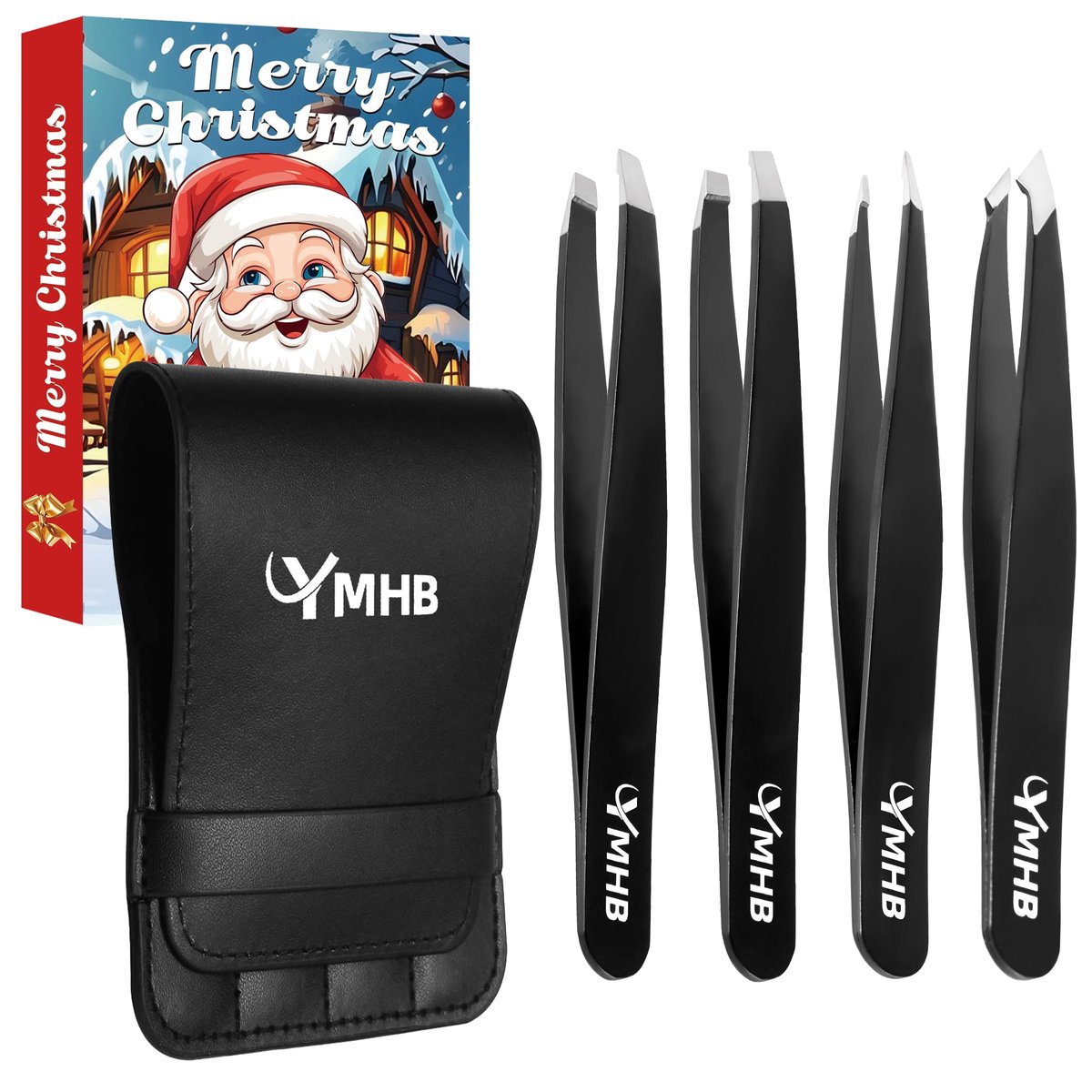 4-Piece Stainless Steel Tweezers Set – Precision Eyebrow Tweezers for Facial Hair, Splinter & Ingrown Hair Removal – Gifts for Women, Men, Adults - görsel 1