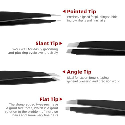 4-Piece Stainless Steel Tweezers Set – Precision Eyebrow Tweezers for Facial Hair, Splinter & Ingrown Hair Removal – Gifts for Women, Men, Adults - görsel 4