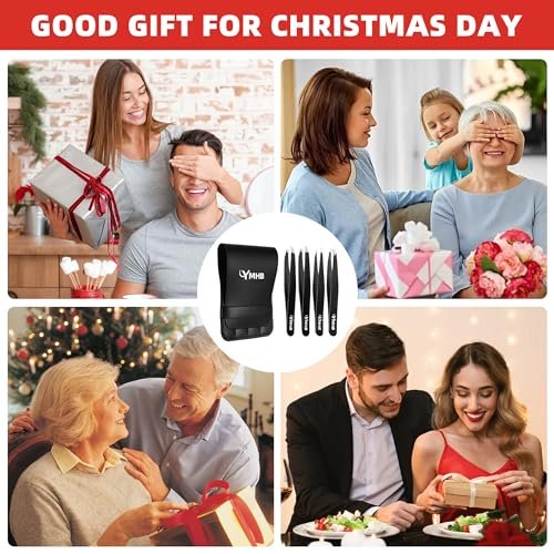4-Piece Stainless Steel Tweezers Set – Precision Eyebrow Tweezers for Facial Hair, Splinter & Ingrown Hair Removal – Gifts for Women, Men, Adults - görsel 14
