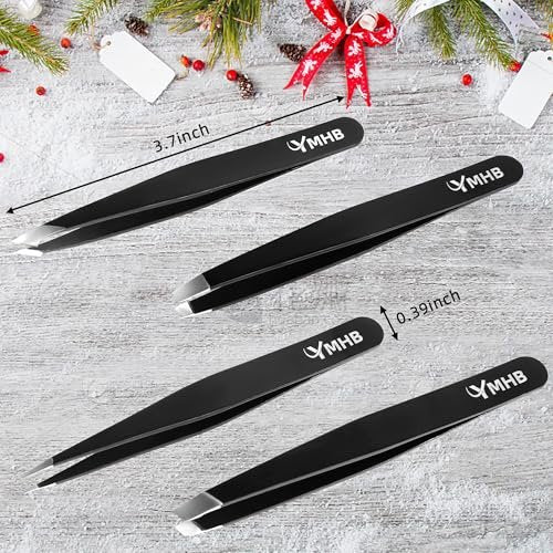 4-Piece Stainless Steel Tweezers Set – Precision Eyebrow Tweezers for Facial Hair, Splinter & Ingrown Hair Removal – Gifts for Women, Men, Adults - görsel 6