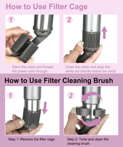 YTCHYYSK Outer Filter Cage Cover Replacement and Cleaning Brush for Dyson Airwrap HS01 HS05 - Magnetic Filter Cover Part 969758-06 & 969760-01, Grey Avelisse