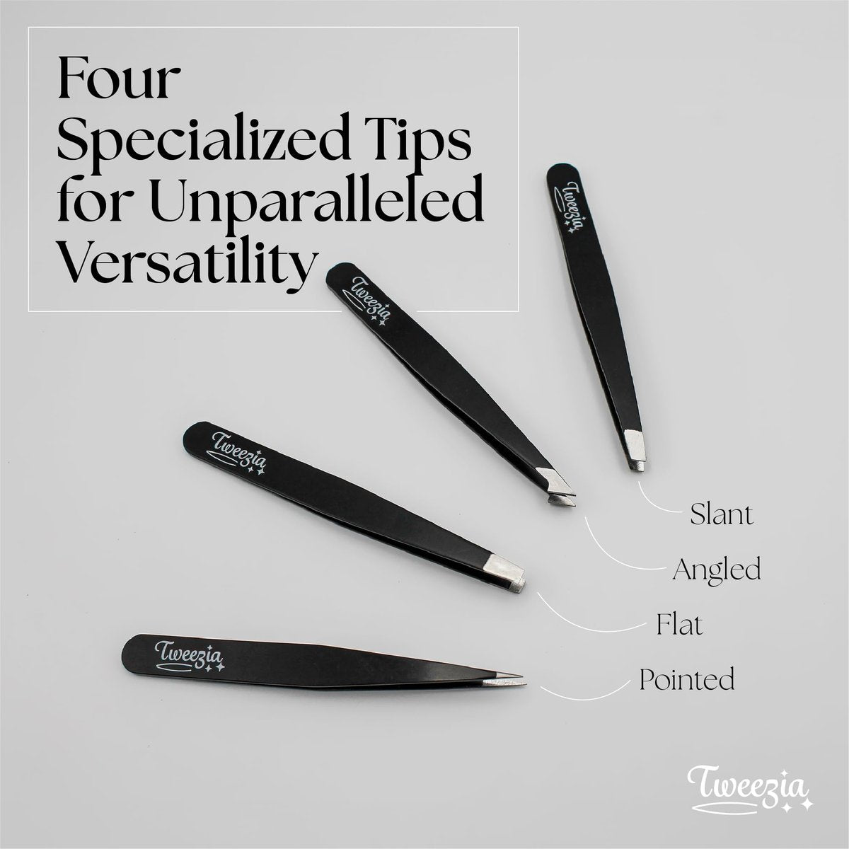 TWEEZIA Stainless Steel Tweezer Set - 4 Precision Tweezers with Mirror & Leather Case - Eyebrow Kit, Ingrown Hair & Splinter Removal - görsel 7