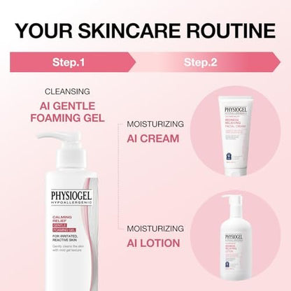 Physiogel Calming Relief Gentle Foaming Gel Hydrating Face Wash with Ceramide, pH-Balanced Cleanser for Sensitive Skin, 6 fl. oz. Avelisse