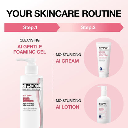 Physiogel Calming Relief Gentle Foaming Gel Hydrating Face Wash with Ceramide, pH-Balanced Cleanser for Sensitive Skin, 6 fl. oz. Avelisse