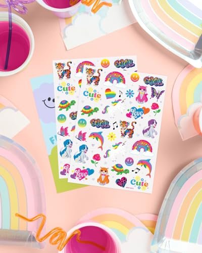 xo, Fetti Cute Neon Rainbow Animal Temporary Tattoos - 68 Iridescent Foil Pieces | Nostalgic Bright Birthday Accessory, Bachelorette Party Favor, Kids Activity - görsel 12