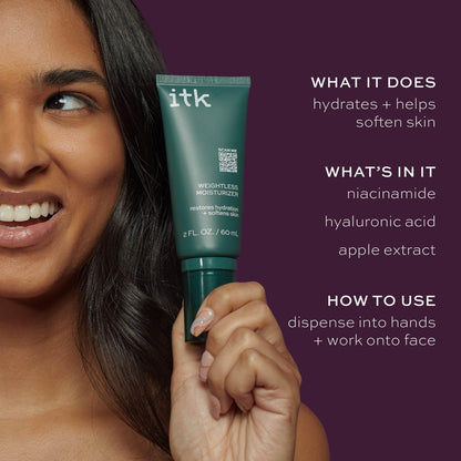 ITK Skincare Cleanser + Moisturizer Set - Milk-To-Foam Face Wash + Weightless Hydrating Moisturizer for Smooth, Nourished Skin - Makeup Remover & Daily Hydration - Skincare Gift Set (2-Pack, 3.5 Fl Oz Each) Avelisse