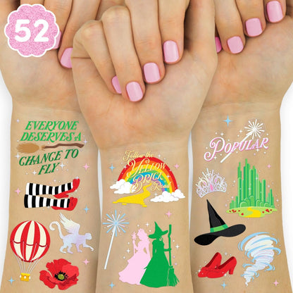 xo, Fetti Witch Temporary Tattoos – 52 Iridescent Foil Pieces | Birthday Witch Accessory, Kids Wizard Party Favor, Cute Musical DIY Activity