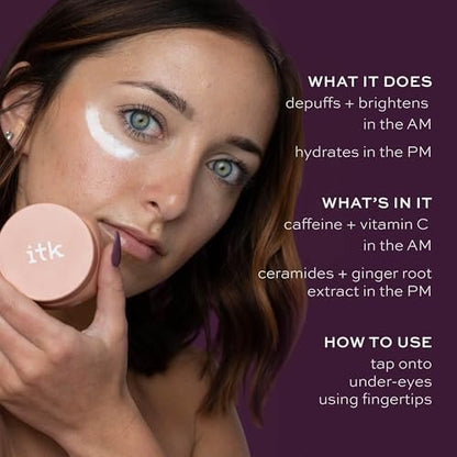 ITK Skincare Eye Cream Set – Caffeine Infused Under Eye Stick + Anti Aging Day & Night Eye Cream with Vitamin C and Ceramides – Brighten, Depuff, Hydrate, Firm & Reduce Puffiness Avelisse