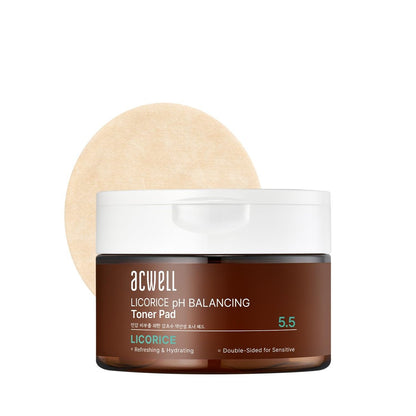 ACWELL Licorice pH Balancing Toner Pads - Vegan Dual-Sided Cotton Pads for Sensitive and Acne-Prone Skin, Dark Spot Brightening & Pore Care, 70 Pads (5.41 fl oz.) Avelisse