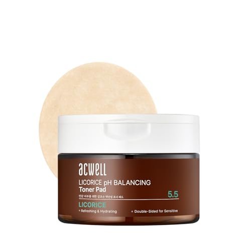 ACWELL Licorice pH Balancing Toner Pads - Vegan Dual-Sided Cotton Pads for Sensitive and Acne-Prone Skin, Dark Spot Brightening & Pore Care, 70 Pads (5.41 fl oz.) Avelisse