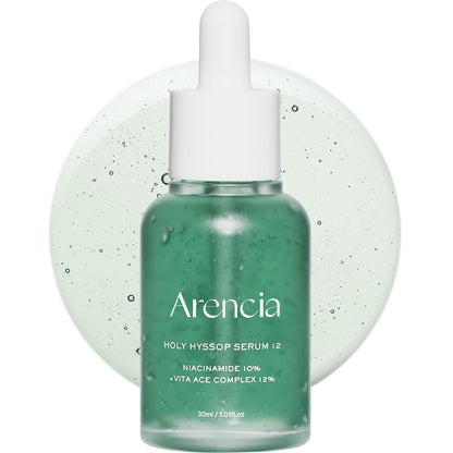 Arencia Hyssop Glow Serum with 10% Niacinamide & 12% Vitamin A, C, E – Hydrating Anti-Aging Serum for Korean Glass Skin