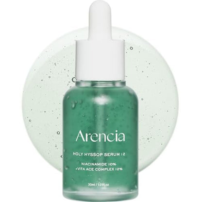 Arencia Hyssop Glow Serum with 10% Niacinamide & 12% Vitamin A, C, E – Hydrating Anti-Aging Serum for Korean Glass Skin