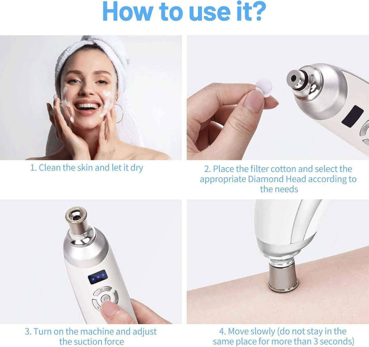 Diamond Professional Microdermabrasion Machine – Portable Home Use Crystal Dermabrasion for Facial Skin Care, Blackhead Remover Kit for Women & Men Avelisse
