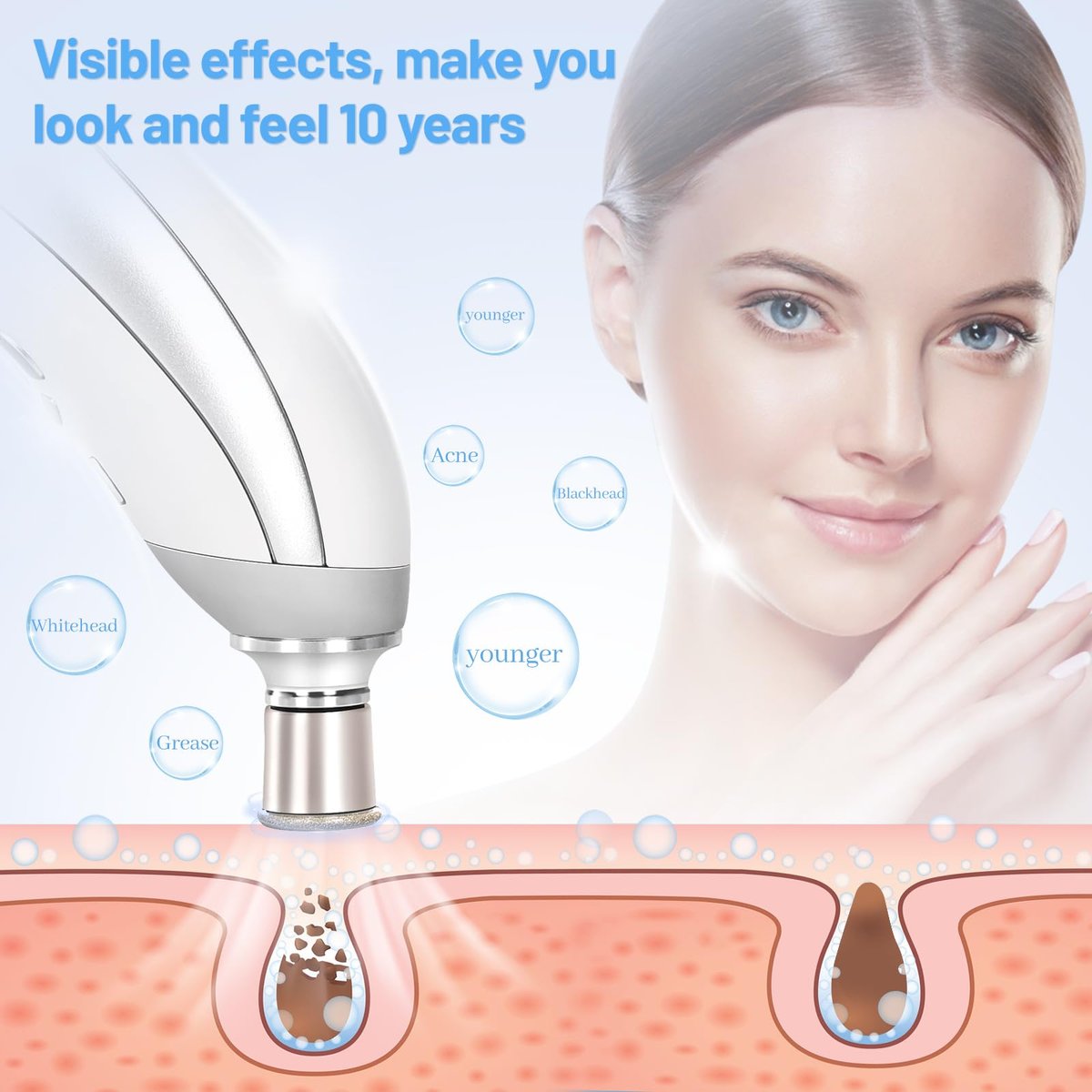 Diamond Professional Microdermabrasion Machine – Portable Home Use Crystal Dermabrasion for Facial Skin Care, Blackhead Remover Kit for Women & Men Avelisse
