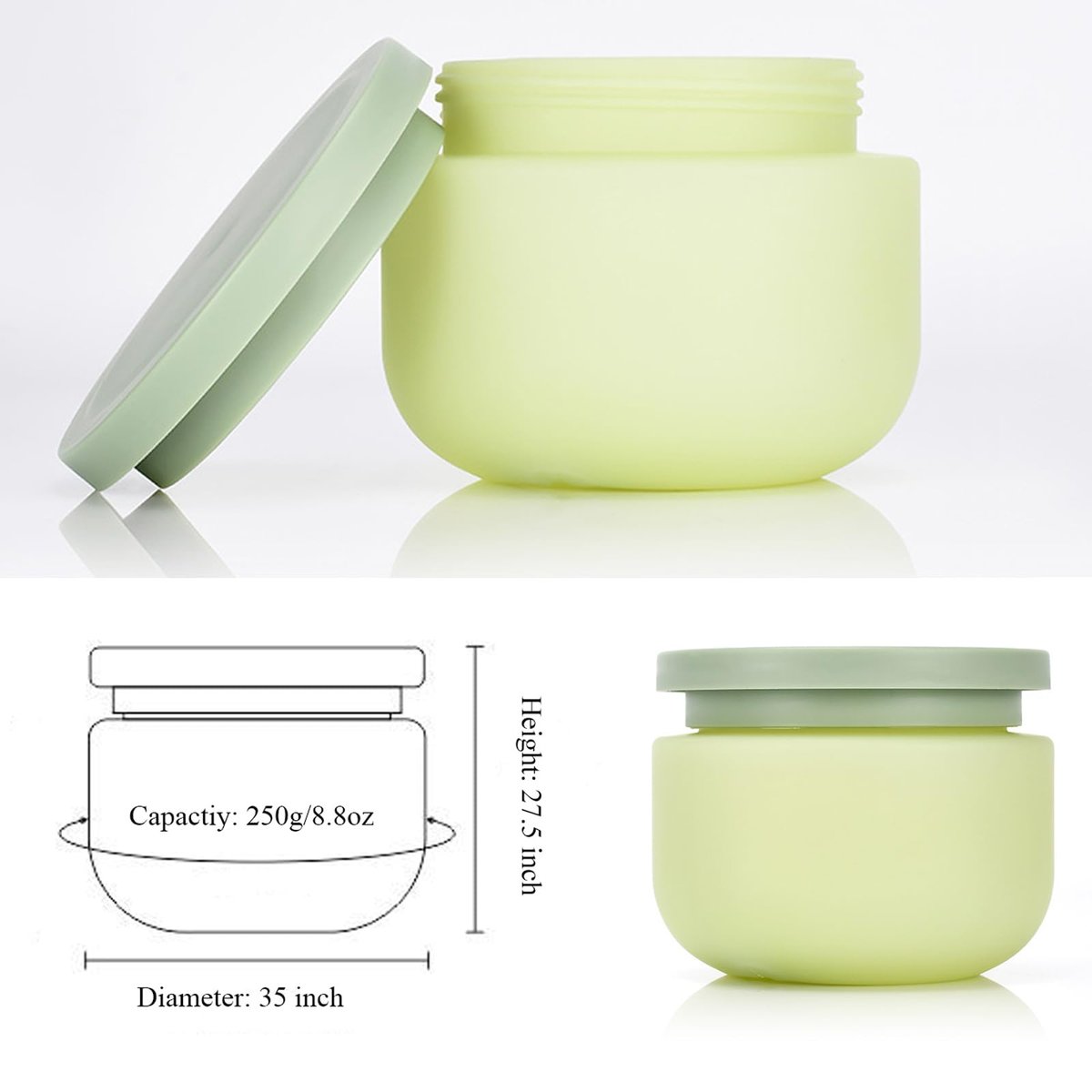 Qeuly 8.8 Oz Plastic Jars With Lids - 2 Pack Leak Proof Cosmetic Containers for Cream, Body Butter, Sugar Scrub, Slime & Rhinestone Storage Avelisse