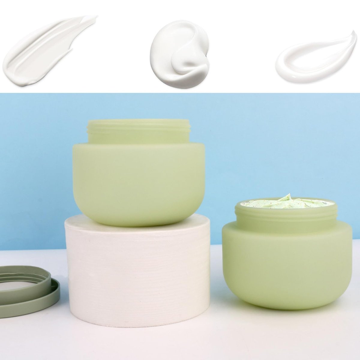 Qeuly 8.8 Oz Plastic Jars With Lids - 2 Pack Leak Proof Cosmetic Containers for Cream, Body Butter, Sugar Scrub, Slime & Rhinestone Storage Avelisse