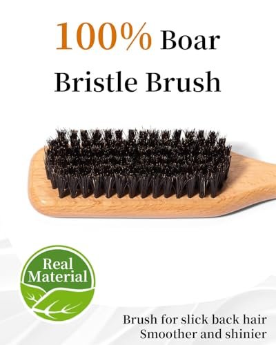 Slick Back Hair Brush & Hair Wax Stick Set – Boar Bristle Brush for Fine to Medium Hair – Smooth Flyaways, Frizz & Baby Hairs, Sleek Ponytails Buns Updos - görsel 4