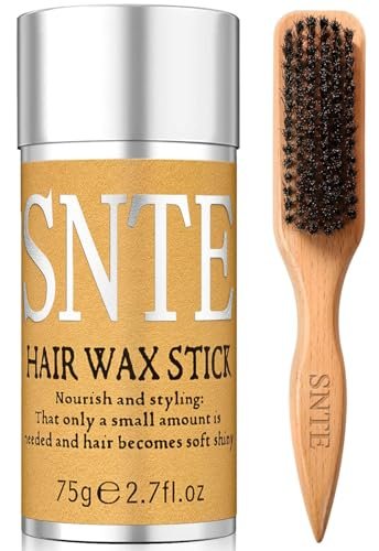 Slick Back Hair Brush & Hair Wax Stick Set – Boar Bristle Brush for Fine to Medium Hair – Smooth Flyaways, Frizz & Baby Hairs, Sleek Ponytails Buns Updos - görsel 2