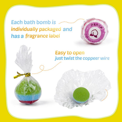 Yekery 30-Pack Bath Bombs for Kids with Glow-in-the-Dark Toy Inside - Organic Natural Fizzing Bath Balls, Handmade Surprise Gift for Boys and Girls Avelisse