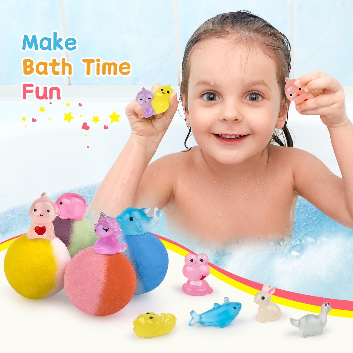 Yekery 30-Pack Bath Bombs for Kids with Glow-in-the-Dark Toy Inside - Organic Natural Fizzing Bath Balls, Handmade Surprise Gift for Boys and Girls Avelisse
