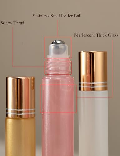 Qeuly 10ml Roll on Bottles - 6 Color Essential Oils Bottles, Thick Glass with Stainless Steel Roller Balls, Empty for Aromatherapy, Perfumes and Lip Balms - görsel 7
