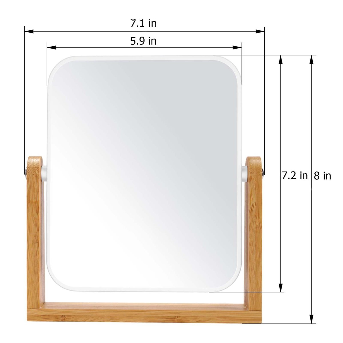 LFOYOU Vanity Makeup Mirror with Natural Bamboo Stand – Double Sided 8 Inch Magnifying Mirror, 360° Swivel, Tabletop for Bathroom or Bedroom (Cream) - görsel 15