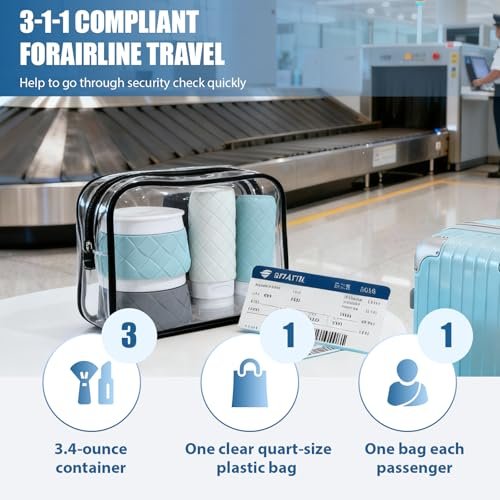 ploimyur Clear Makeup Bag 2 Pack – TSA Approved Travel Toiletry Bag for Women Men, Quart Size Clear Cosmetic Organizer for Carry On Airport Airline Compliant (Black) - görsel 6