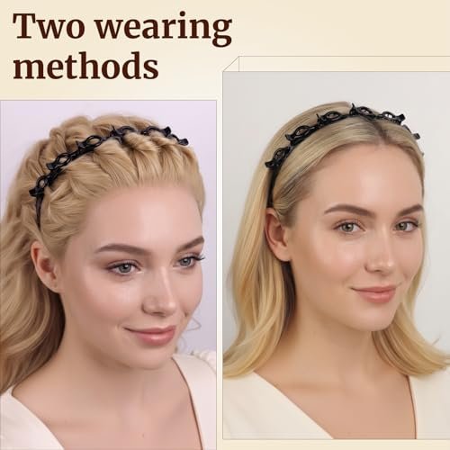 HFZRZFH 2 Pack Clip Headband for Twisty Bangs - 90s Hair Accessories for Women with 8 Mini Clips, Braided Hair Clip Headbands for Y2K Fashion Styling (Black and Brown) - görsel 16