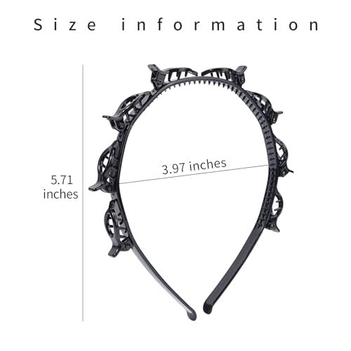HFZRZFH 2 Pack Clip Headband for Twisty Bangs - 90s Hair Accessories for Women with 8 Mini Clips, Braided Hair Clip Headbands for Y2K Fashion Styling (Black and Brown) - görsel 14