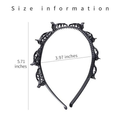HFZRZFH 2 Pack Clip Headband for Twisty Bangs - 90s Hair Accessories for Women with 8 Mini Clips, Braided Hair Clip Headbands for Y2K Fashion Styling (Black and Brown)