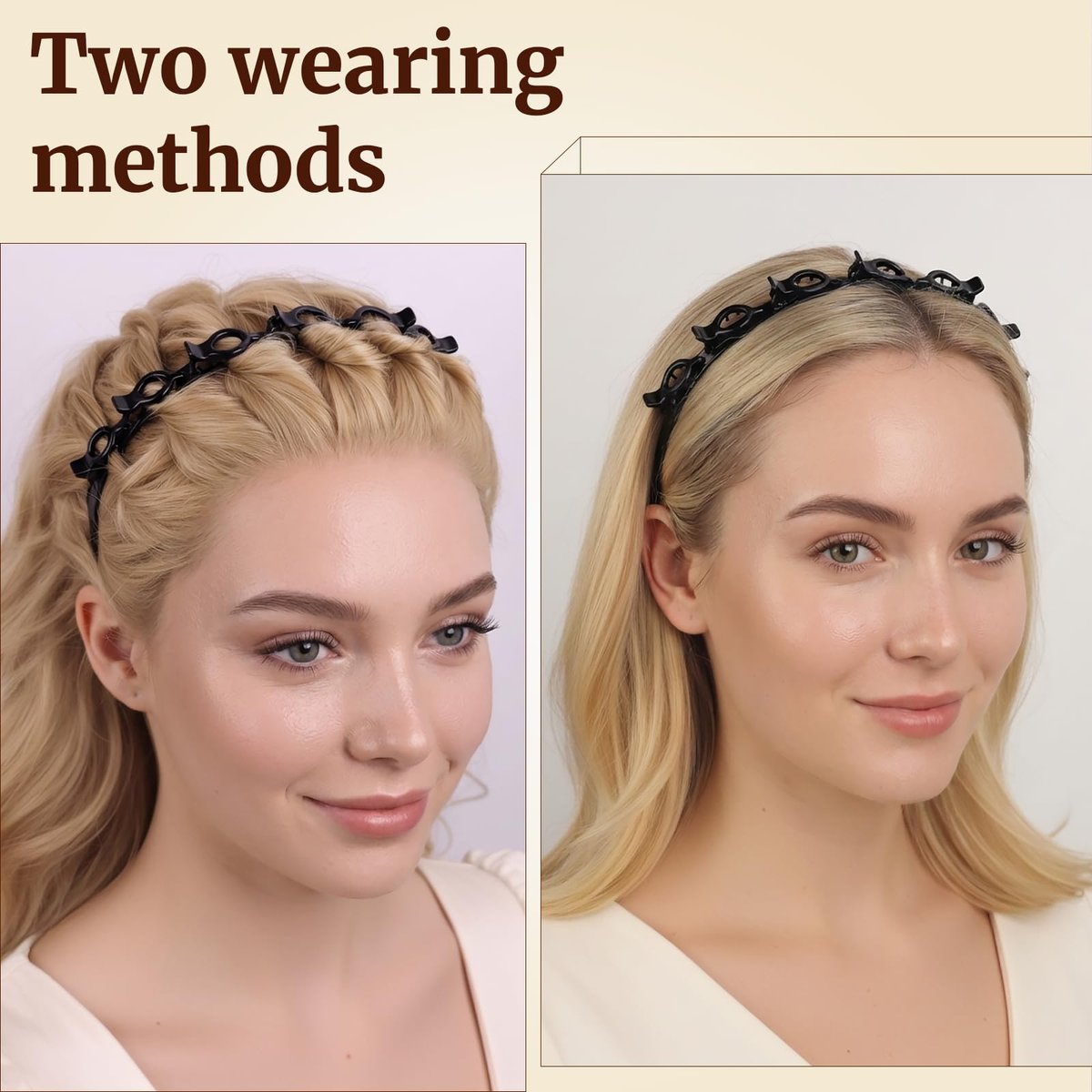 HFZRZFH 2 Pack Clip Headband for Twisty Bangs - 90s Hair Accessories for Women with 8 Mini Clips, Braided Hair Clip Headbands for Y2K Fashion Styling (Black and Brown) - görsel 15