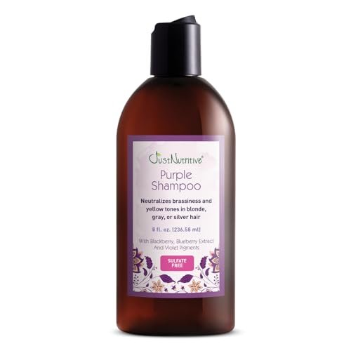 Just Nutritive Purple Toning Shampoo for Blonde, Gray, White, Silver, and Bleached Hair - Eliminate Brassiness, Boost Shine, Repairs, Hydrates, Sulfate-Free, Paraben-Free, Anti-Yellowing, 8 oz. Avelisse