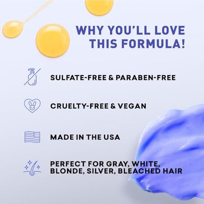 Just Nutritive Purple Conditioner for Blonde, Gray, White, Silver, and Bleached Hair - Eliminate Brassiness, Boost Shine, Repairs, Hydrates, Sulfate-Free, Paraben-Free, Gentle on Scalp, 8 oz. Avelisse