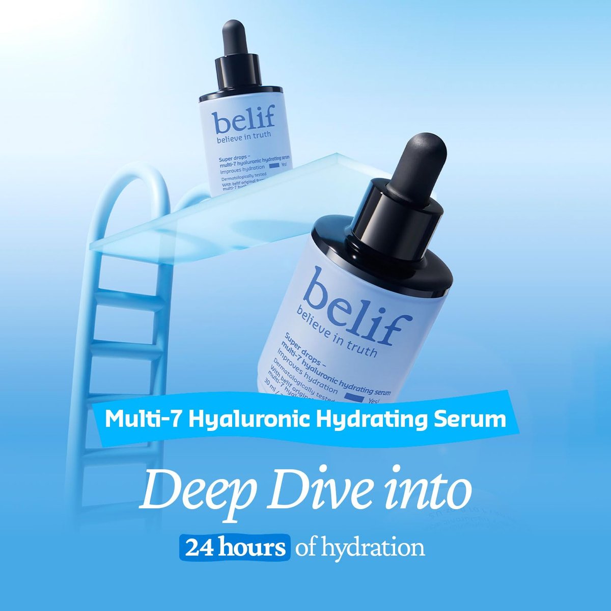 belif Super Drops Multi-7 Hyaluronic Hydrating Serum - 24-Hour Moisturization, Hyaluronic Acid & Panthenol Lightweight Daily Essence | Korean Skincare (1.01 fl oz) Avelisse
