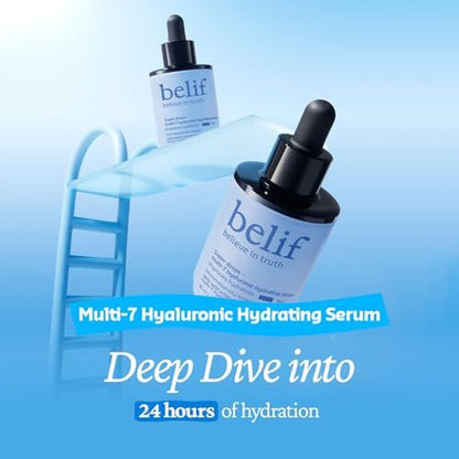 belif Super Drops Multi-7 Hyaluronic Hydrating Serum - 24-Hour Moisturization, Hyaluronic Acid & Panthenol Lightweight Daily Essence | Korean Skincare (1.01 fl oz) Avelisse