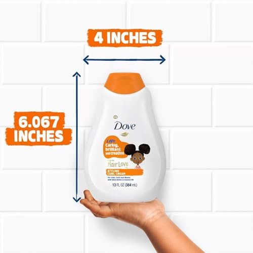 Dove Kids Moisturizing Shampoo + Styling Curl Cream Twin Pack – Curly Hair Products for Kids, Coconut Cookie Scent (3 Piece Set) Avelisse