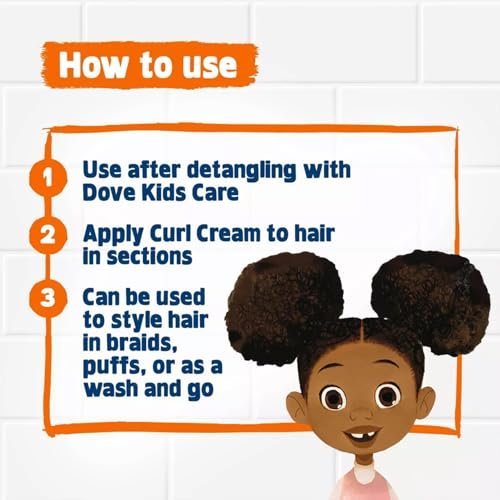 Dove Kids Moisturizing Shampoo + Styling Curl Cream Twin Pack – Curly Hair Products for Kids, Coconut Cookie Scent (3 Piece Set) Avelisse