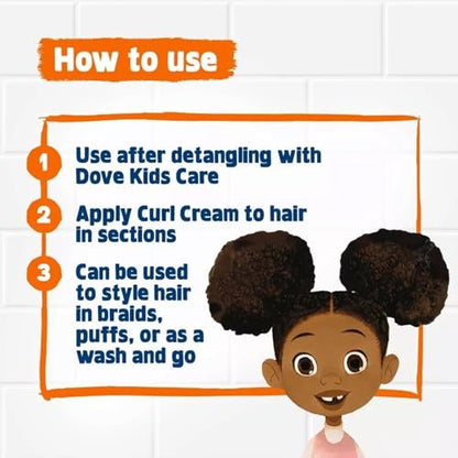 Dove Kids Moisturizing Shampoo + Styling Curl Cream Twin Pack – Curly Hair Products for Kids, Coconut Cookie Scent (3 Piece Set) Avelisse