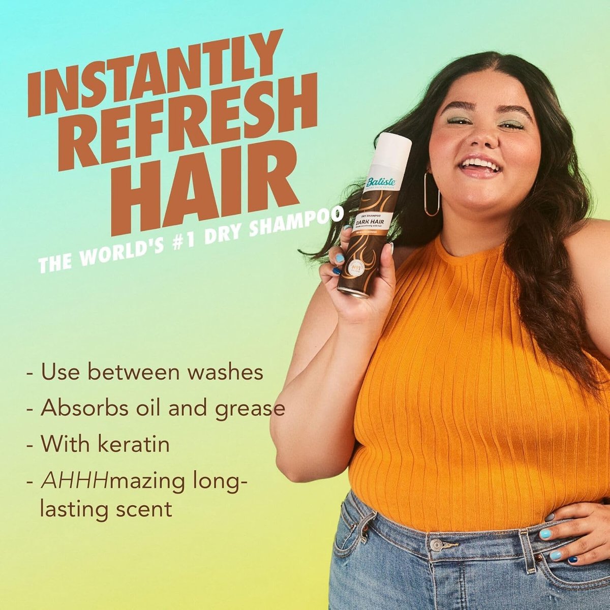 Batiste Dry Shampoo for Dark Hair, Refresh and Absorb Oil Between Washes, Waterless Shampoo for Added Texture and Body, 6.73 oz, Pack of 2 Avelisse