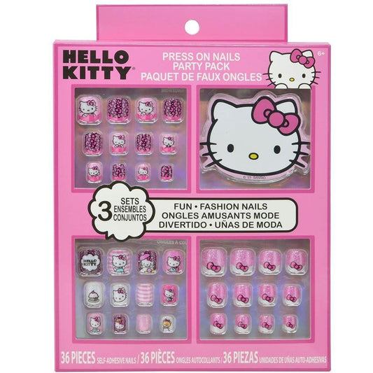 Hello Kitty Press-On Nails Party Pack - 36 Self-Adhesive Nails for Kids & Adults
