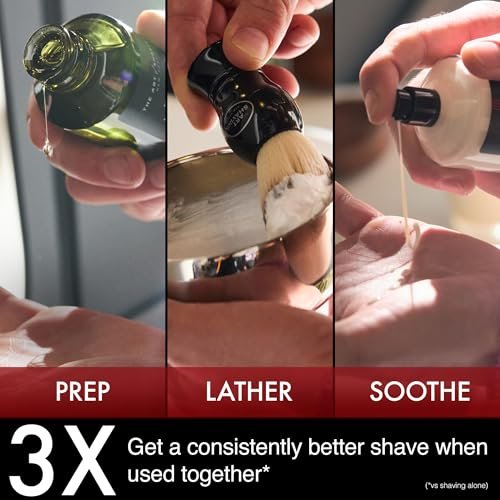 The Art of Shaving Sandalwood 4-in-1 Trial Kit: Pre-Shave Oil, Shaving Cream, Shaving Brush & After-Shave Balm – Protects Against Irritation and Razor Burn – Hydrates and Nourishes Dry Skin Avelisse
