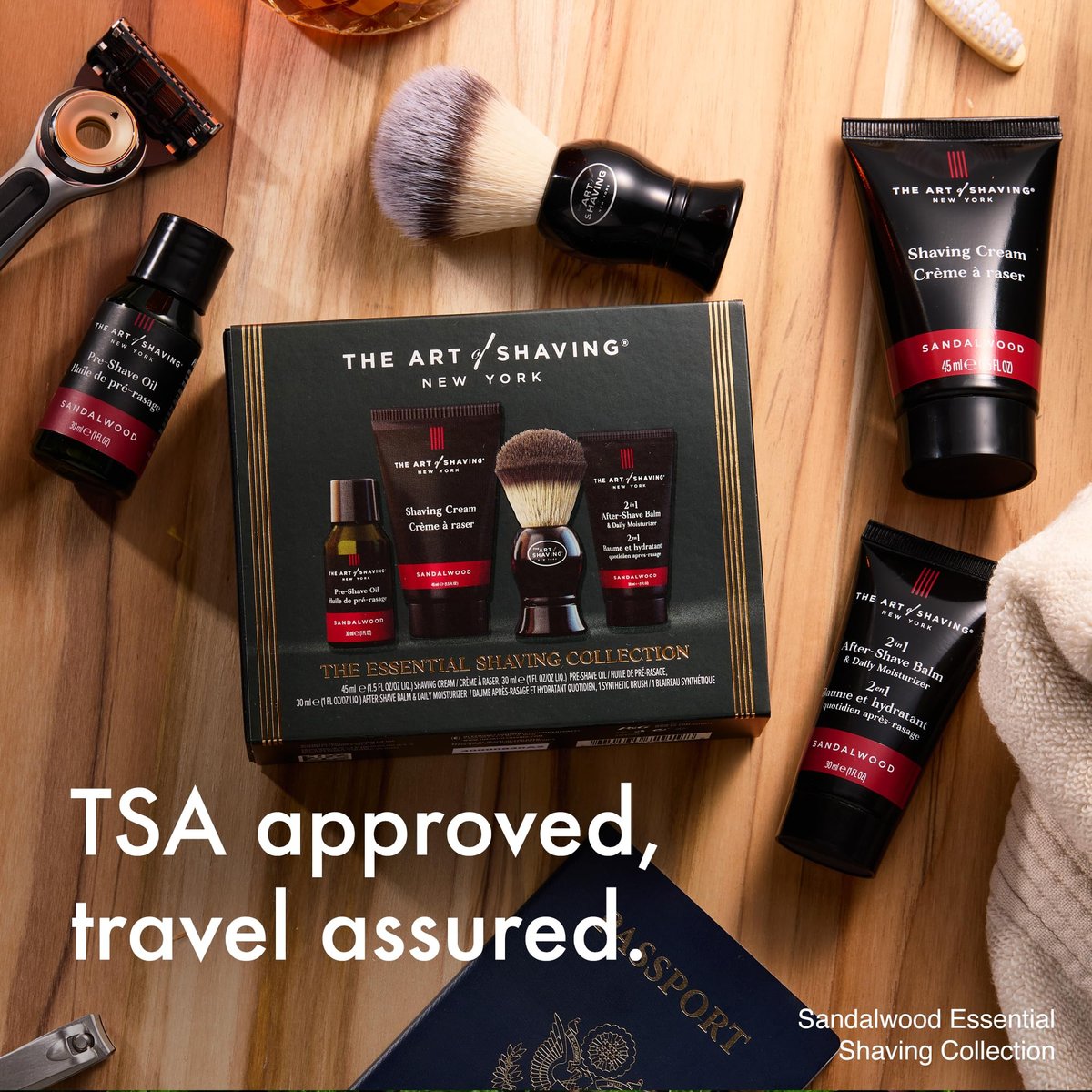 The Art of Shaving Sandalwood 4-in-1 Trial Kit: Pre-Shave Oil, Shaving Cream, Shaving Brush & After-Shave Balm – Protects Against Irritation and Razor Burn – Hydrates and Nourishes Dry Skin Avelisse