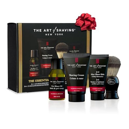 The Art of Shaving Sandalwood 4-in-1 Trial Kit: Pre-Shave Oil, Shaving Cream, Shaving Brush & After-Shave Balm – Protects Against Irritation and Razor Burn – Hydrates and Nourishes Dry Skin Avelisse