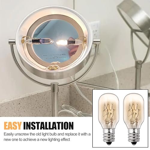 ZTTM 20W 120V Incandescent Replacement Bulb for Conair RP34B Makeup Mirror – E12 Candelabra Base, 2700K Warm Light (2-Pack) Avelisse
