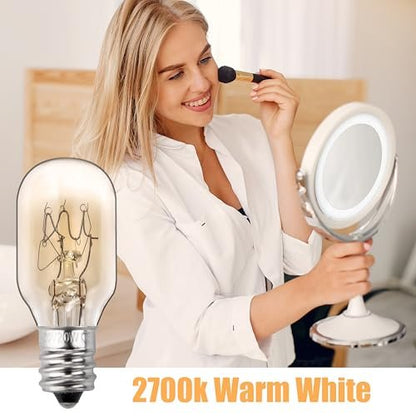 ZTTM 20W 120V Incandescent Replacement Bulb for Conair RP34B Makeup Mirror – E12 Candelabra Base, 2700K Warm Light (2-Pack) Avelisse