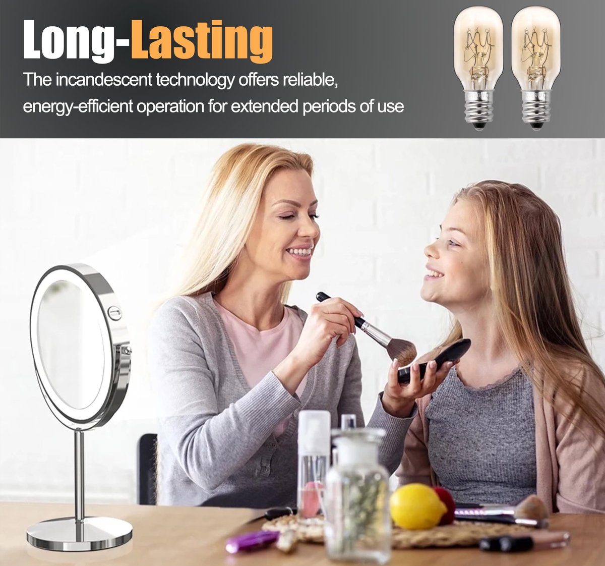 ZTTM 20W 120V Incandescent Replacement Bulb for Conair RP34B Makeup Mirror – E12 Candelabra Base, 2700K Warm Light (2-Pack) Avelisse