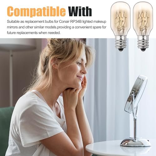 ZTTM 20W 120V Incandescent Replacement Bulb for Conair RP34B Makeup Mirror – E12 Candelabra Base, 2700K Warm Light (2-Pack) Avelisse